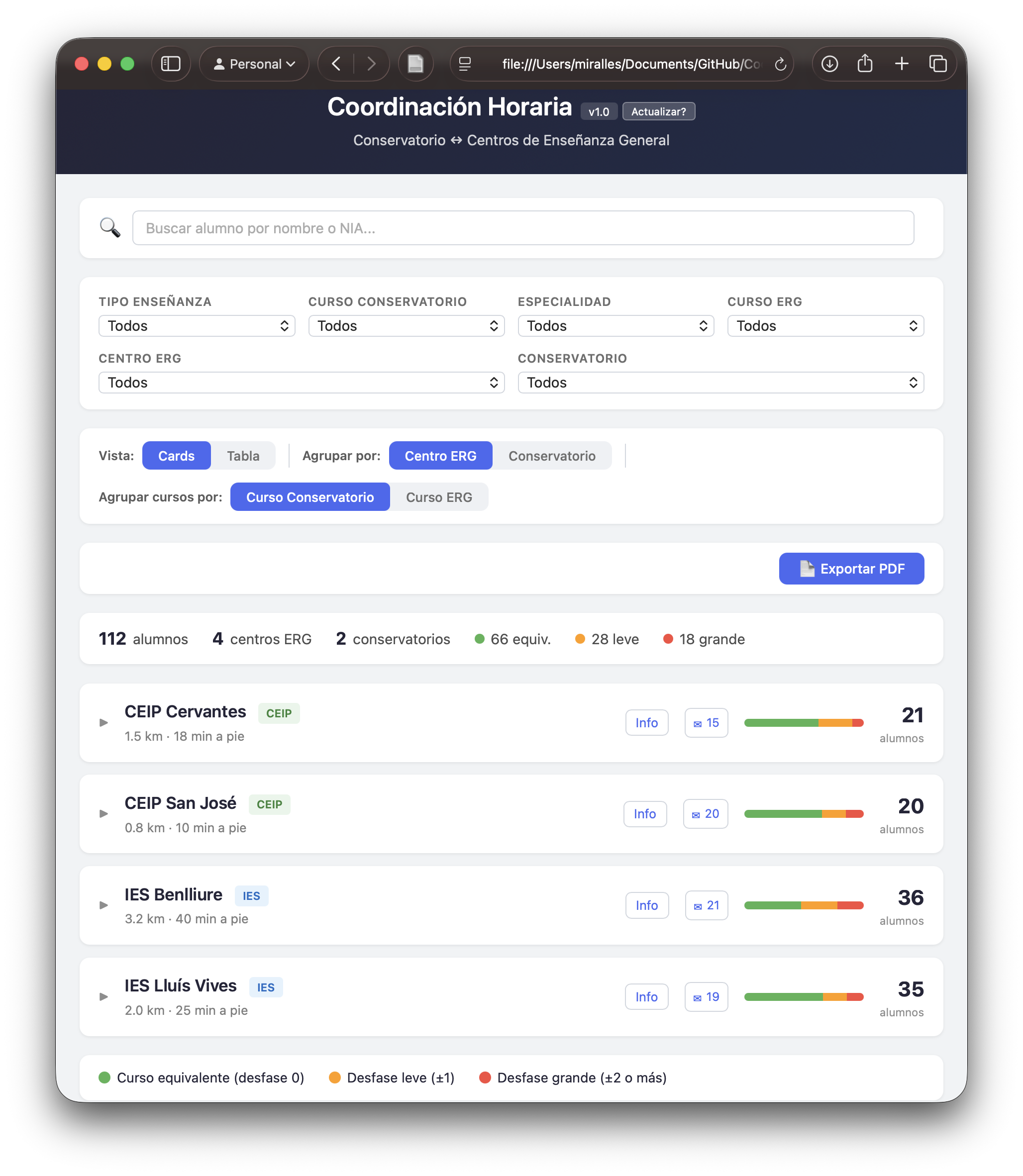 APP para Coordinación Horaria entre Conservatorios y CEIPs e IES